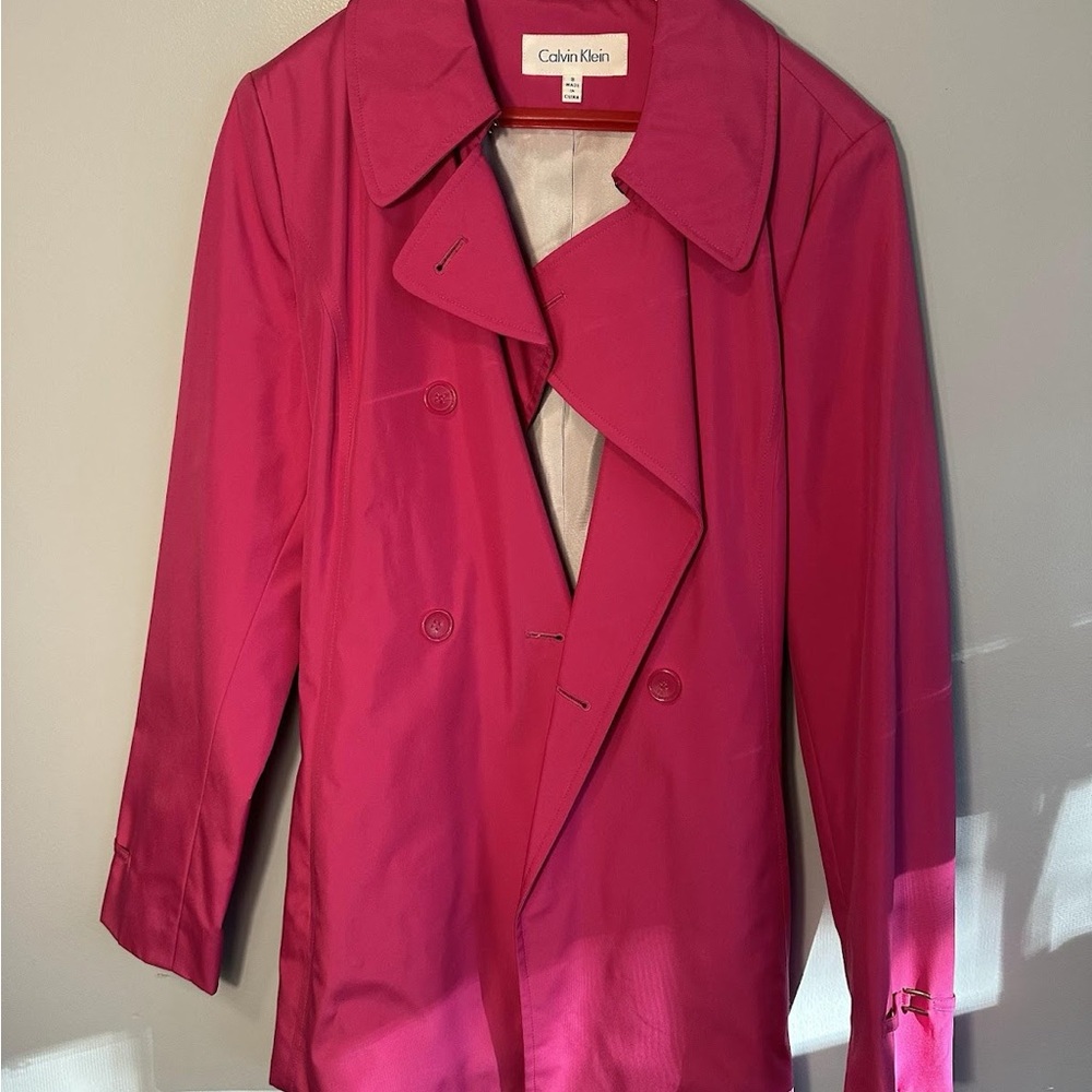 Calvin Klein Fuchsia Trench Coat with Belt
